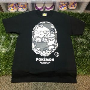 Bape Pokemon Monotone Ape Head Tee #2 Black